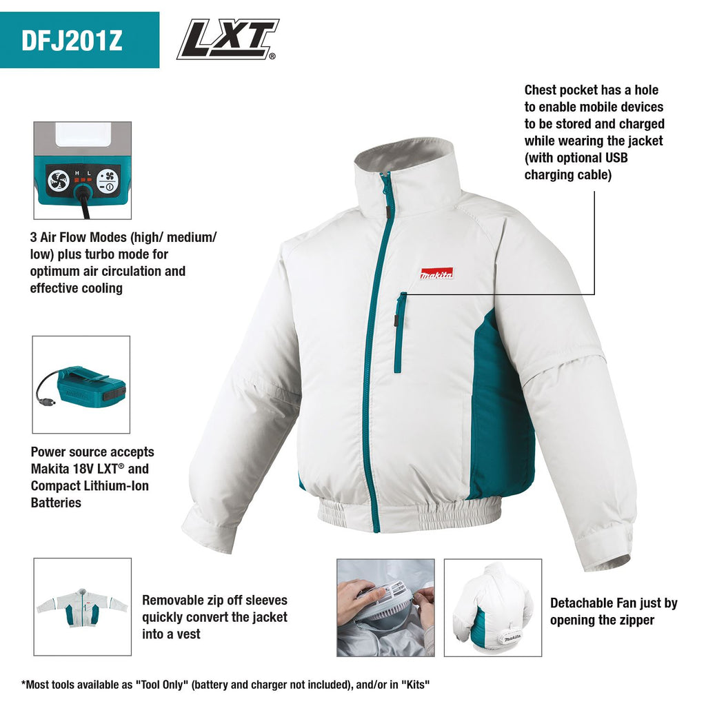 Makita Cordless Fan Jacket LLサイズ Amazon.com: Makita DFJ304ZS 18V LXT® Lithium-Ion Cordless