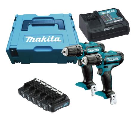 MAKITA CORDLESS COMBO KIT CLX 208 SAJ 1, Comes with 2 DRILLS WITH 5 PCS 2AH batteries and charger - Aikchinhin