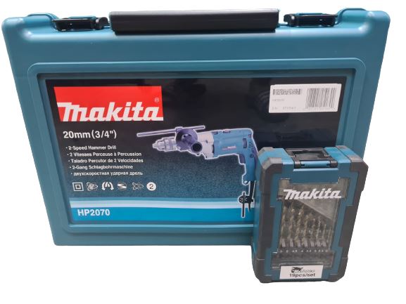 Makita HP2070 Hammer Drill Come with Metal drill Set M-force 19 pcs (D-67583) | Model: M-HP2070 Speed Hammer Drill MAKITA 