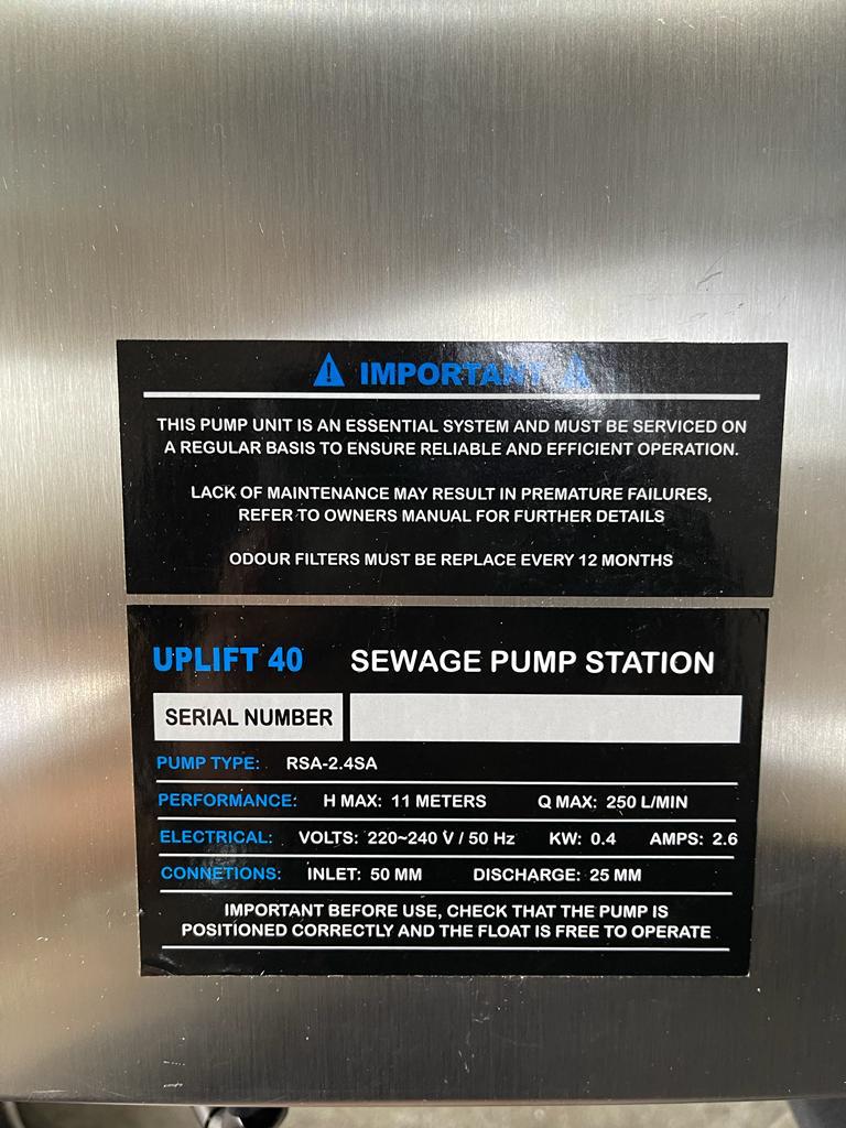 Mepcato 220V , 40L Undersink Sewage Pump Station | Model : WP-UPLIFT40 Sewage Pump MEPCATO 