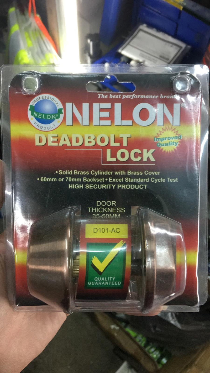 Nelon Deadbolt Lock for 35 - 50mm Door | Model : LK-NL-D101AC (D101-AC) Deadbolt Lock Nelon 