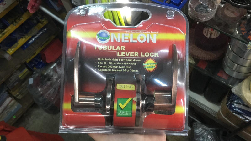 Nelon Tubular Lever Lock (Lockable Door Handle) for 75mm Entrance | Model : LK-NL-16411AC (16411AC) Tubular Level Lock Nelon 