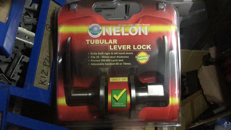 Nelon Tubular Lever Lock (Lockable Door Handle) for 75mm Entrance | Model : LK-NL-16411SN (16411SN) Tubular Level Lock Nelon 