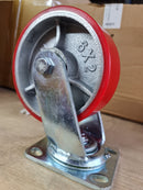 Red PU Castor Wheel (Heavy Duty) | Model : C-HDPU | Size : 4", 5", 6" & 8" | Weight : 700, 900, 1000 & 1100 kg Castor Wheel Aiko 