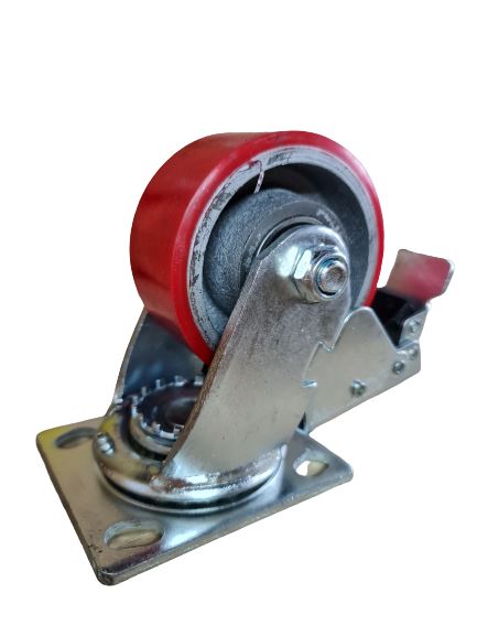 Red PU Castor Wheel (Heavy Duty) | Model : C-HDPU | Size : 4