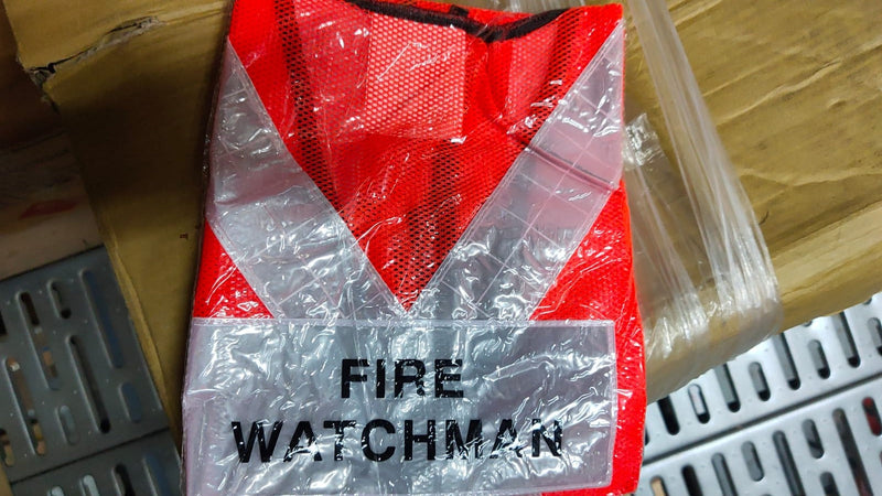 Red Safety Vest with words at back | Wording : Banksman, Fire Watchman, Lifting Supervisor, Rigger/Signal man, Security, Signal man, Traffic Controller Safety Vest Aiko Fire Watchman 
