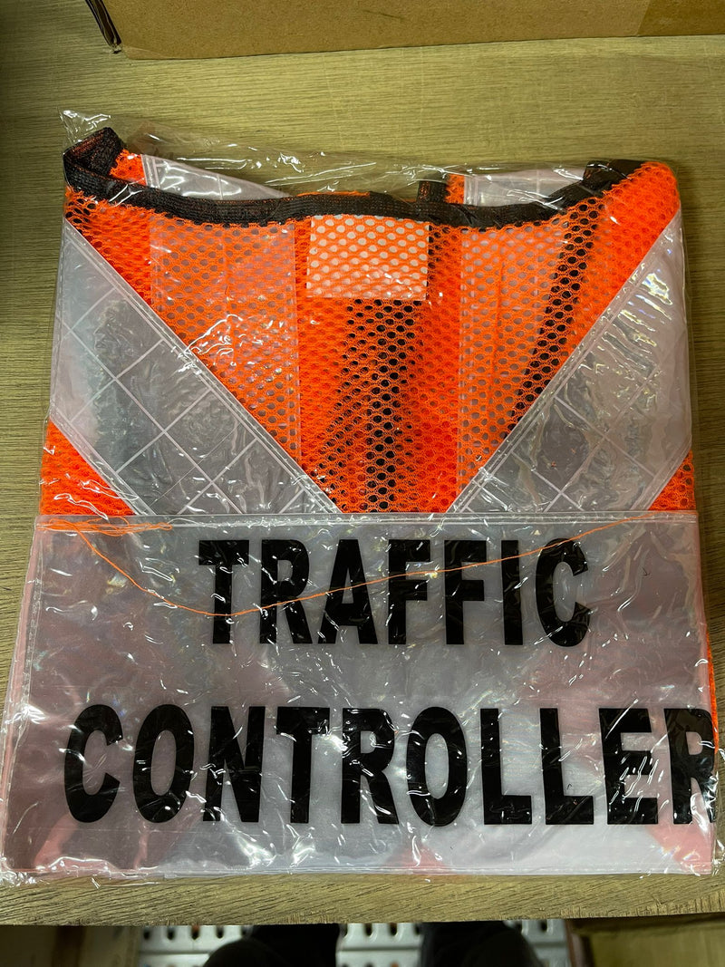 Red Safety Vest with words at back | Wording : Banksman, Fire Watchman, Lifting Supervisor, Rigger/Signal man, Security, Signal man, Traffic Controller Safety Vest Aiko Traffic Controller 