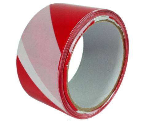 Red/White Safety Tape 2" | Model : TAPE-RW | Size : 40 M, 50 M & 100 M Safety Tape Aiko 