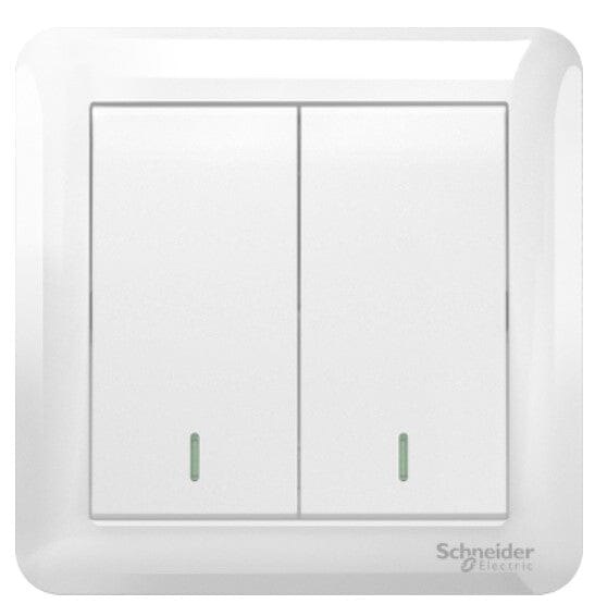 Schneider 10AX 250V 2 Gang 1 Way Switch | Model : A3G32B1A-WE-G2 Control Switch Schneider 