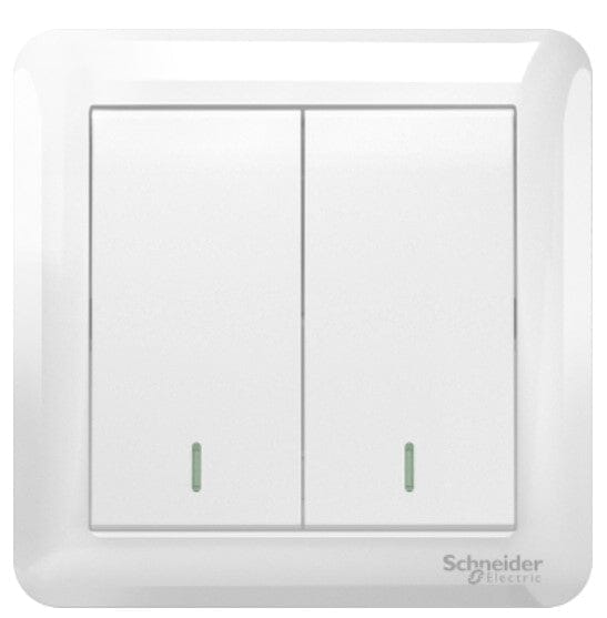 Schneider 10AX 250V 2 Gang 2 Way Switch | Model : A3G32B2A-WE-G2 Control Switch Schneider 
