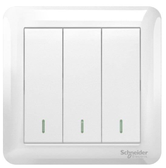 Schneider 10AX 250V 3 Gang 1 Way Switch | Model : A3G33B1A-WE-G2 Control Switch Schneider 