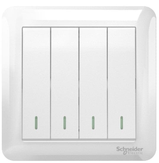 Schneider 10AX 250v 4 Gang 1 Way Switch | Model : A3G34B1A-WE-G2 Control Switch Schneider 