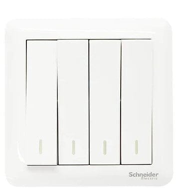 Schneider 10AX 250V 4 Gang 2 Way Switch | Model : A3G34B2A-WE-G2 Control Switch Schneider 