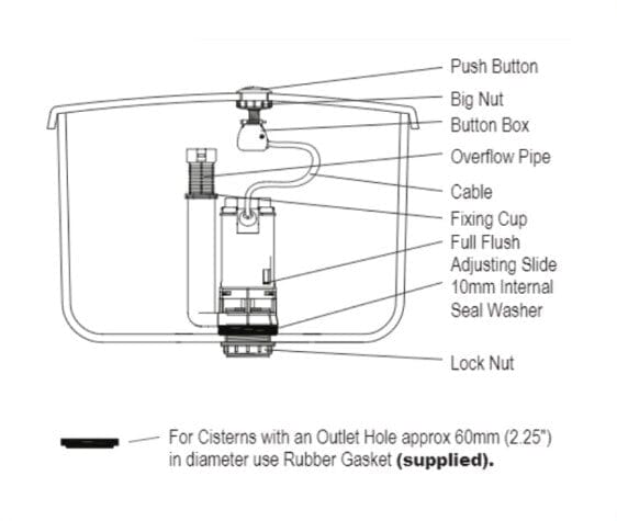 Selleys Cable Flush Cistern 52mm | Model : SEY-S6763 Flush Valve SELLEYS 