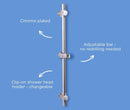 Selleys Chrome Adjustable Shower Bar | SEY-S6575 Shower Head Holder SELLEYS 