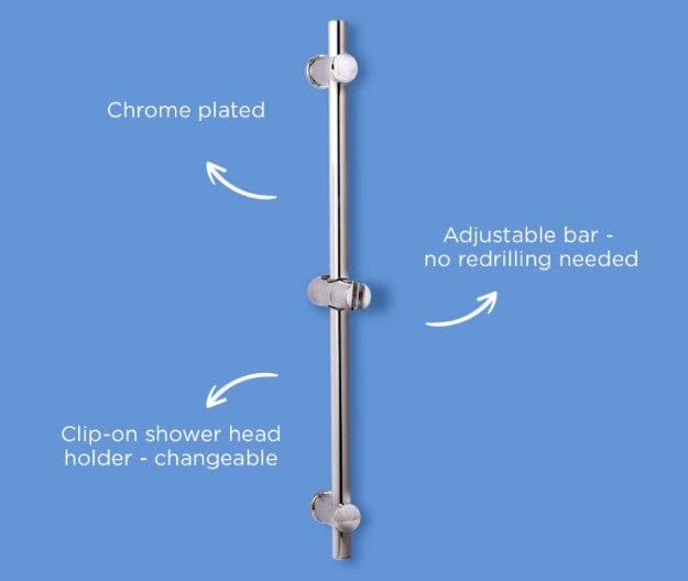 Selleys Chrome Adjustable Shower Bar | SEY-S6575 Shower Head Holder SELLEYS 