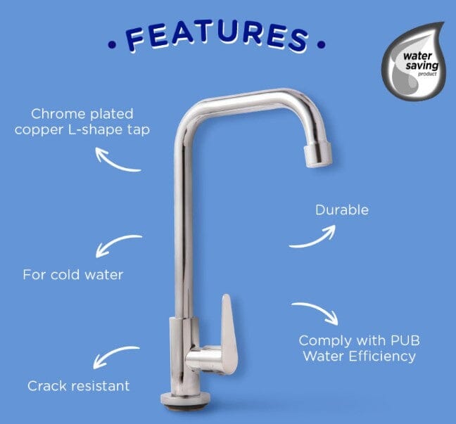Selleys Chrome Kitchen Sink Tap (L Shape) | Model : SEY-S60902 Water Tap SELLEYS 
