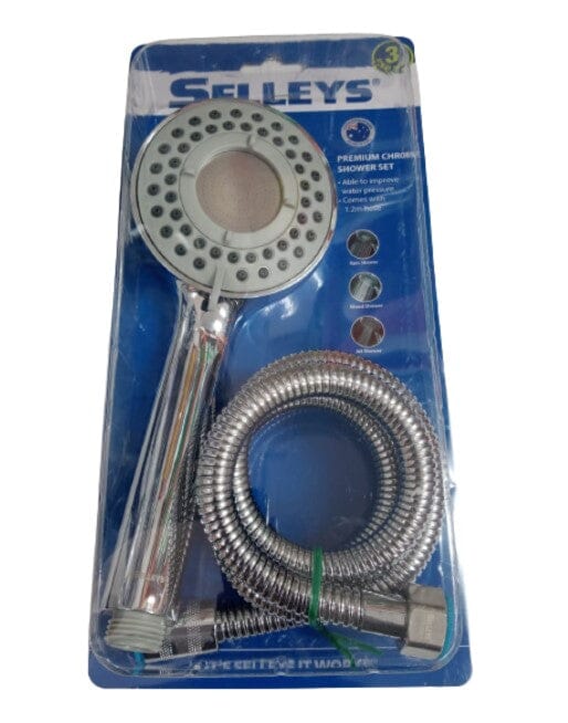 Selleys Premium Chrome Shower Head/Set (3 Function) | Model : SEY-S6008 Aikchinhin Head + Hose Set 