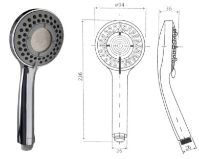 Selleys Premium Chrome Shower Head/Set (3 Function) | Model : SEY-S6008 Shower Head SELLEYS 
