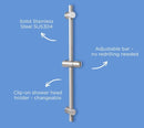 Selleys SUS304 Adjustable Shower Bar | Model : SEY-S6576 Shower Head Holder SELLEYS 