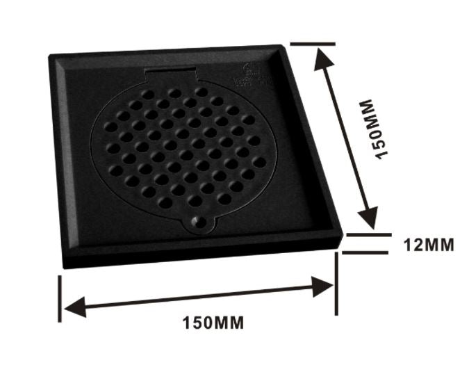 Showy 2571-008 6"x6" plastic grating With edge - black | Model : SHOWY-2571-008 Toilet Drain Cover Showy 