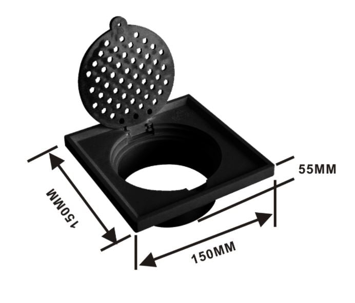 Showy 2571-009 6"x6" plastic grating With edge & Spigot - black | Model : SHOWY-2571-009 Toilet Drain Cover Showy 