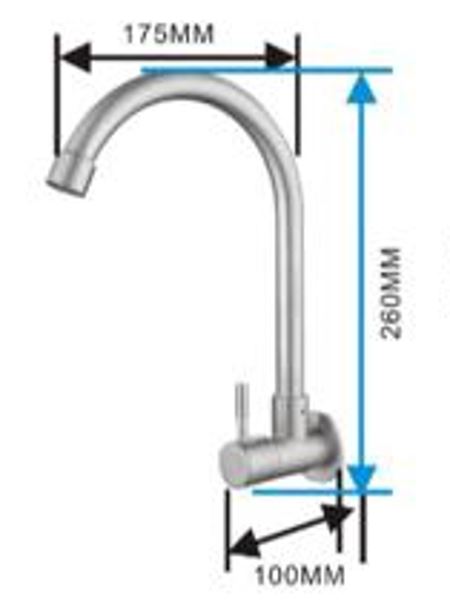 Showy 3504-000 Wand lever quarter turb SUS 304 S/S "U" Wall Sink tap | Model : SHOWY-3504-000 Tap Showy 