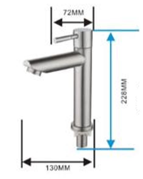 Showy 3506-000 Wand lever quarter turn SUS 304 S/S basin tap (180mm) | Model : SHOWY-3506-000 Tap Showy 