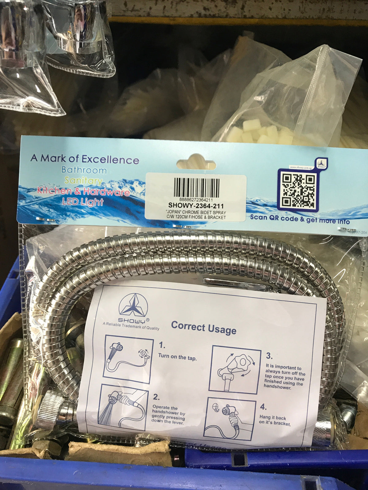 Showy Jopan Chrome Bidet Spray C/W 120Cm F/Hose & Bracket | Model : SH