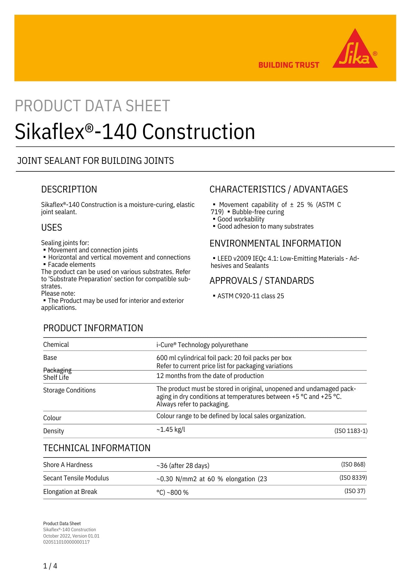 Sika Box File Sikaflex 140 Construction Polyurethane PU Joint Sealant Black, White