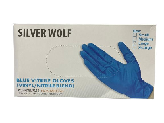 Silver Wolf Blue Vitrile Gloves (Vinly/Nitrile Blend) per box | Model : GLOVE-SW Glove Silver Wolf 