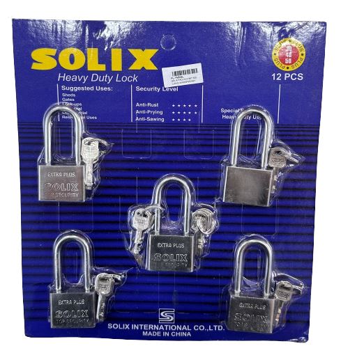 Solix Padlock Set (Long) With Master Key | Model : PL-YM Padlock Solix 5cm 