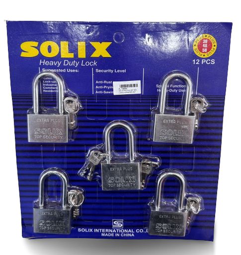 Solix Padlock Set (Long) With Master Key | Model : PL-YM Padlock Solix 6cm 
