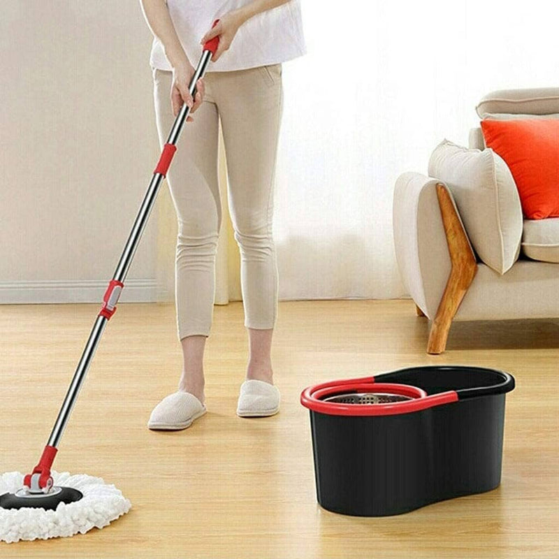 360° Rotation Collapsible Mop Bucket Set with Wringing Function Foldable  with 2 Microfiber Mop Pads for All Type Floor Cleaning