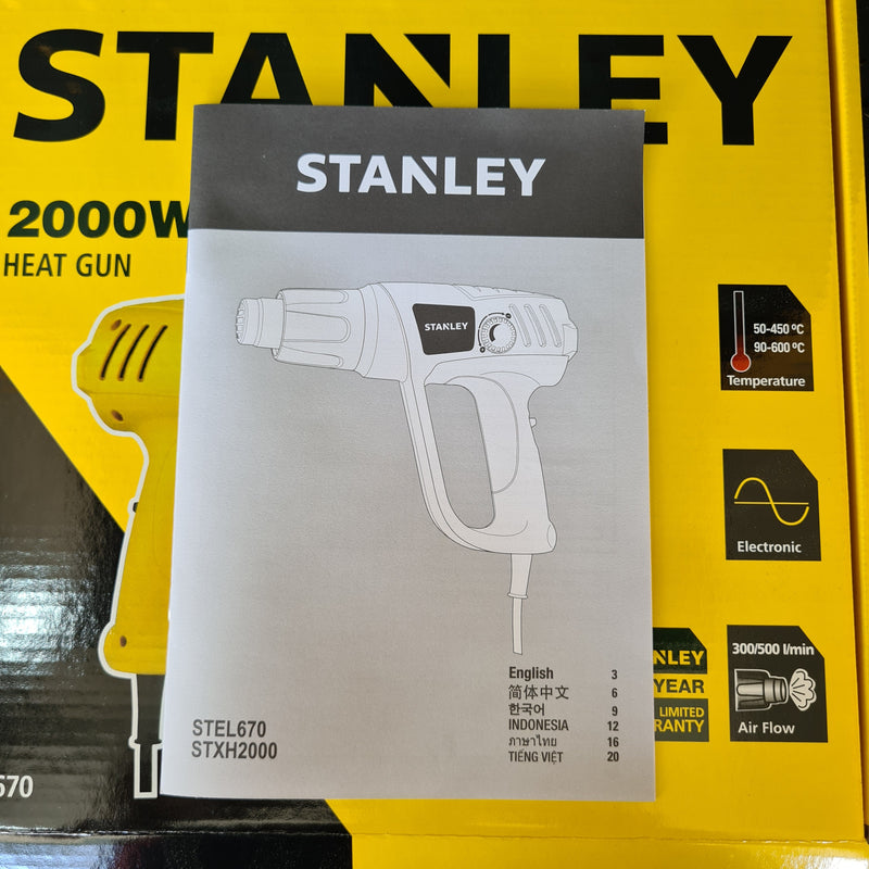 Stanley 2000W Heat Gun with Temperature Control | Model : STEL670-XD Heat Gun Stanley 