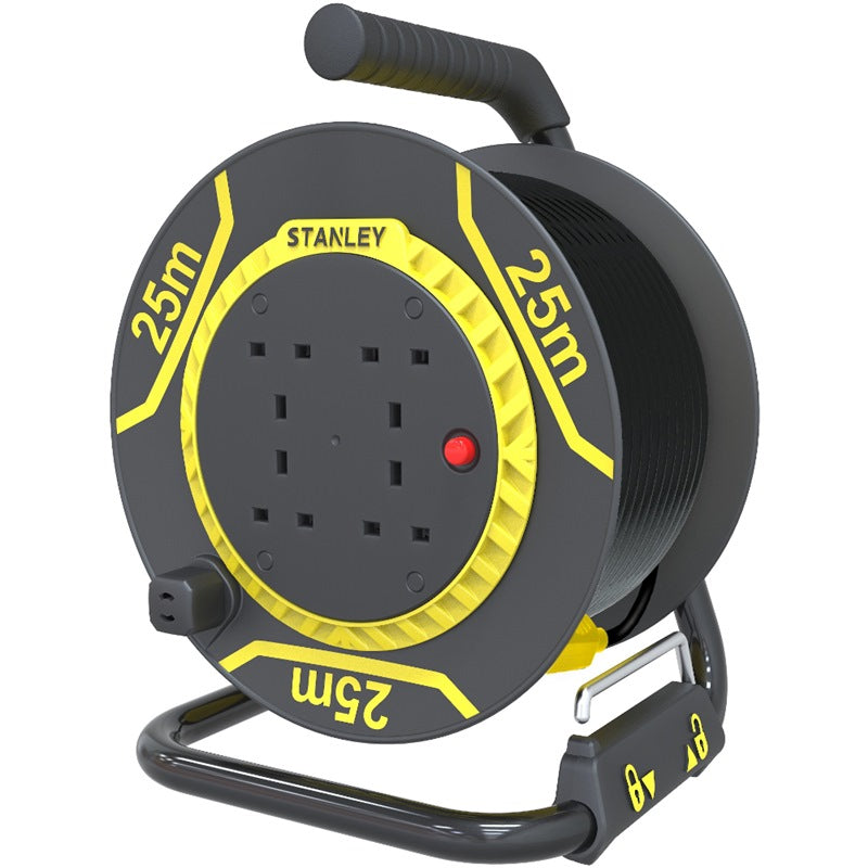 Stanley Industrial Cable Reel 4x13a, W/ Thermal Protection,cable Guide, 25m | Model : SXECFL26H3E Industrial Cable Reel Stanley 