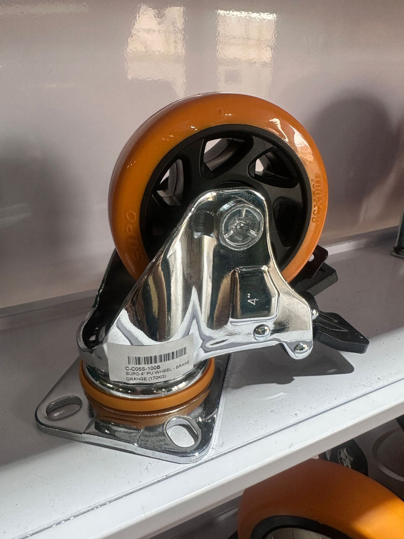 Supo Orange Wheel 2" - 8"| Model : C- | Type : Swivel , Brake or Rigid Aikchinhin 4" Brake (170kg) 