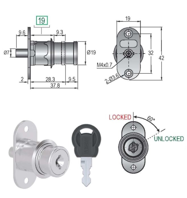 Target Lock Element Target Push Lock 19mm | Model : LK-PL