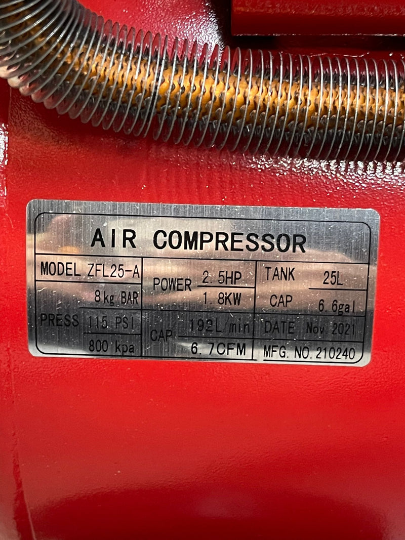 TIGER 2.5HP 24L 230V Direct Compressor (EXPORT ONLY) | Model: ZFL25-A Air Compressor TIGER 