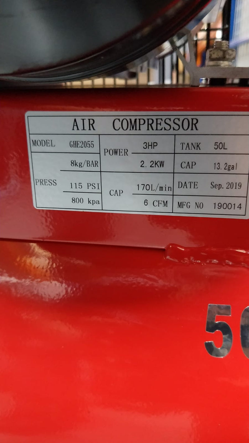 Tiger 3Hp 50L 220V Belt Driver Air Compressor | Model : GHE2055-50 Air Compressor TIGER 