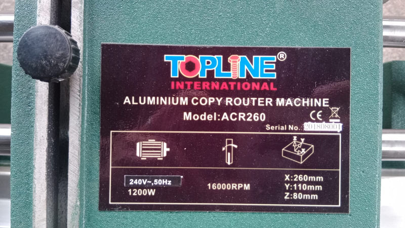 Topline Aluminium Copy Router Machine 230V 50HZ | Model : ACR260M Router Topline 