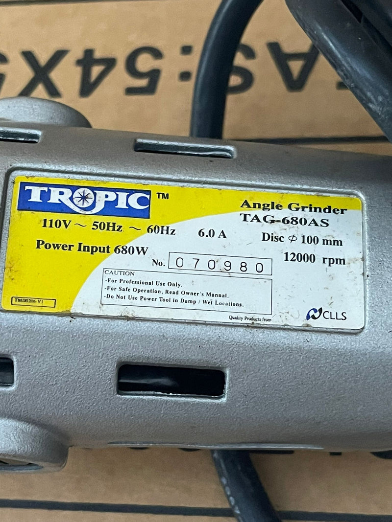 Tropic 4" 680W 110V Grinder TAG-680AS | Model : T-TAG680AS Grinder Tropic 