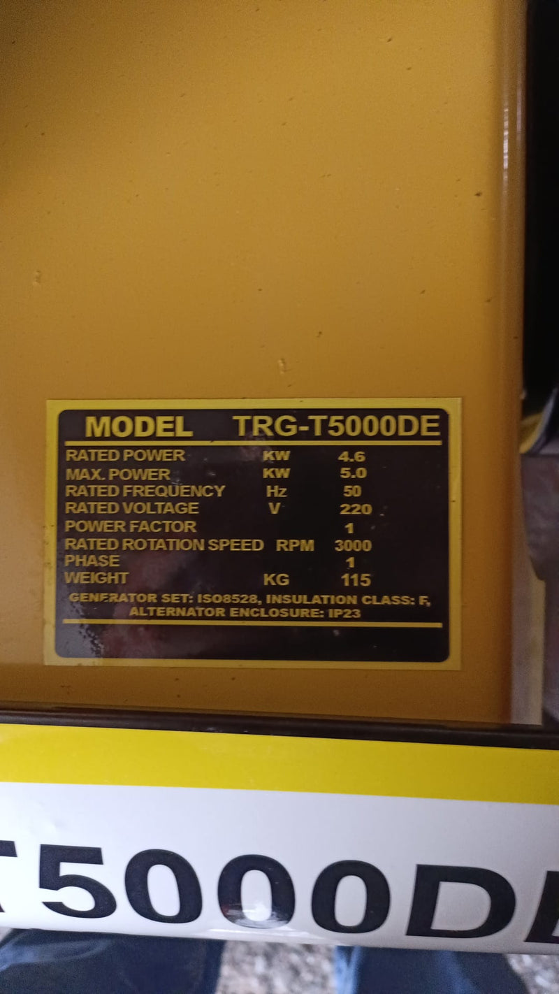 Tropic TRG-T5000DE 230V 5000W Diesel Generator (Open Type) | Model : TRG-T5000DE Generator Tropic 