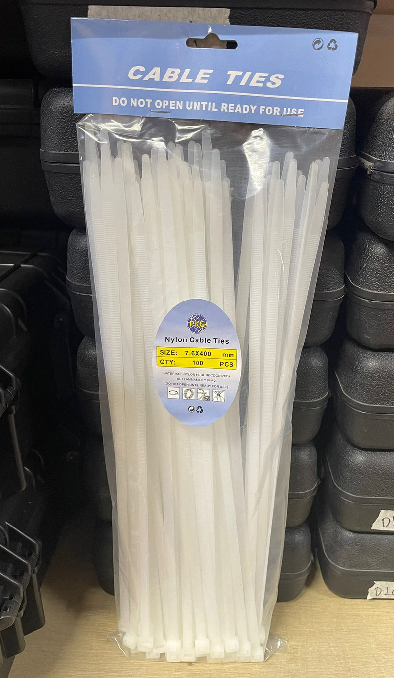 White Cable Tie 16"X7.6mm | Model : CTW-1676 Wire & Cable Ties Aik Chin Hin 