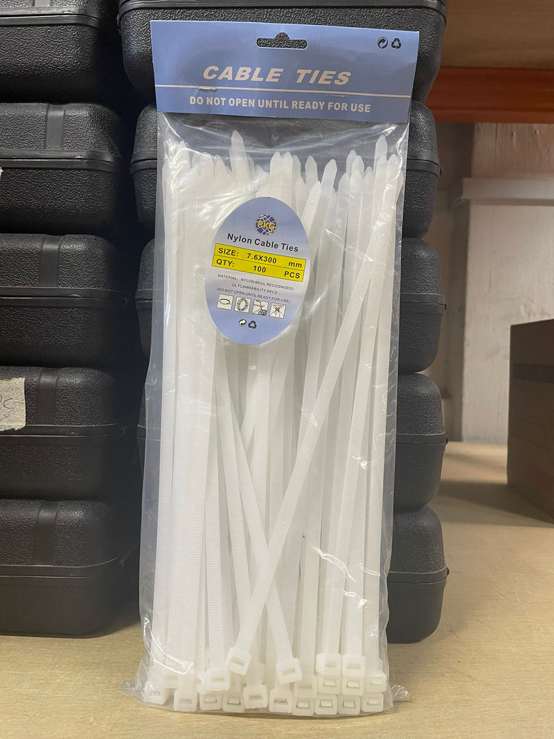 White Cable Tie | Model: CTW- Wire & Cable Ties Aiko 12" x 7.6mm 
