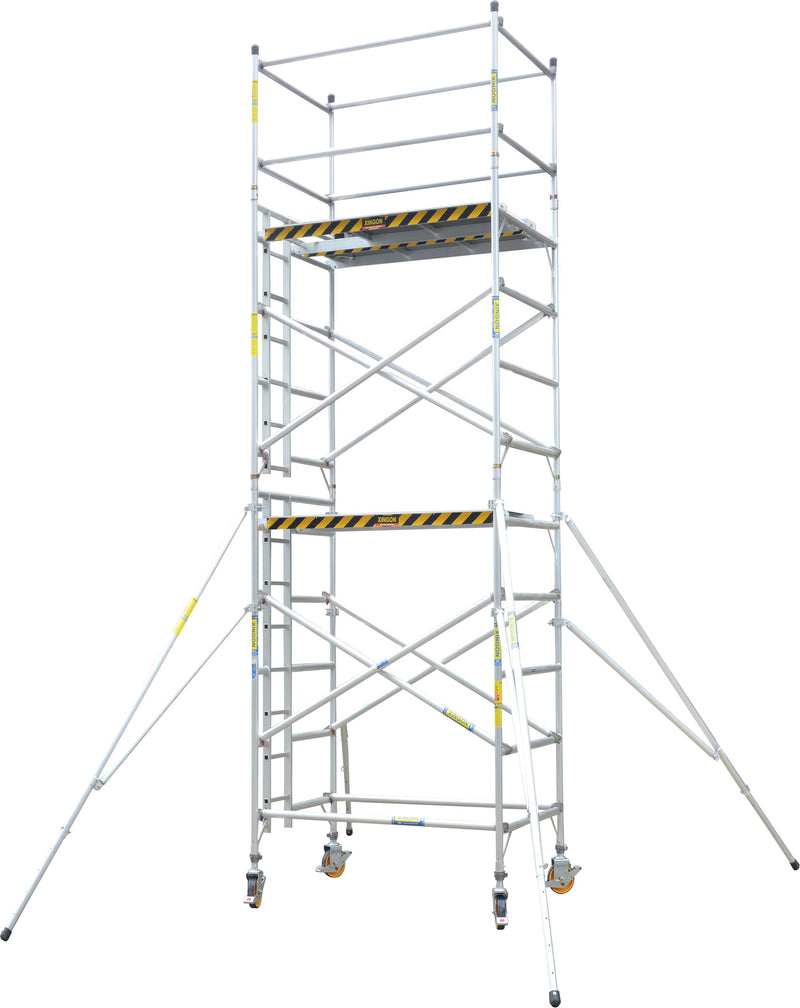 XG Aluminium 6.3m Stand Platform Height Scaffolding Double Width Ladder Tower | Model : L-XG178SW-6.3M Scaffolding XG 