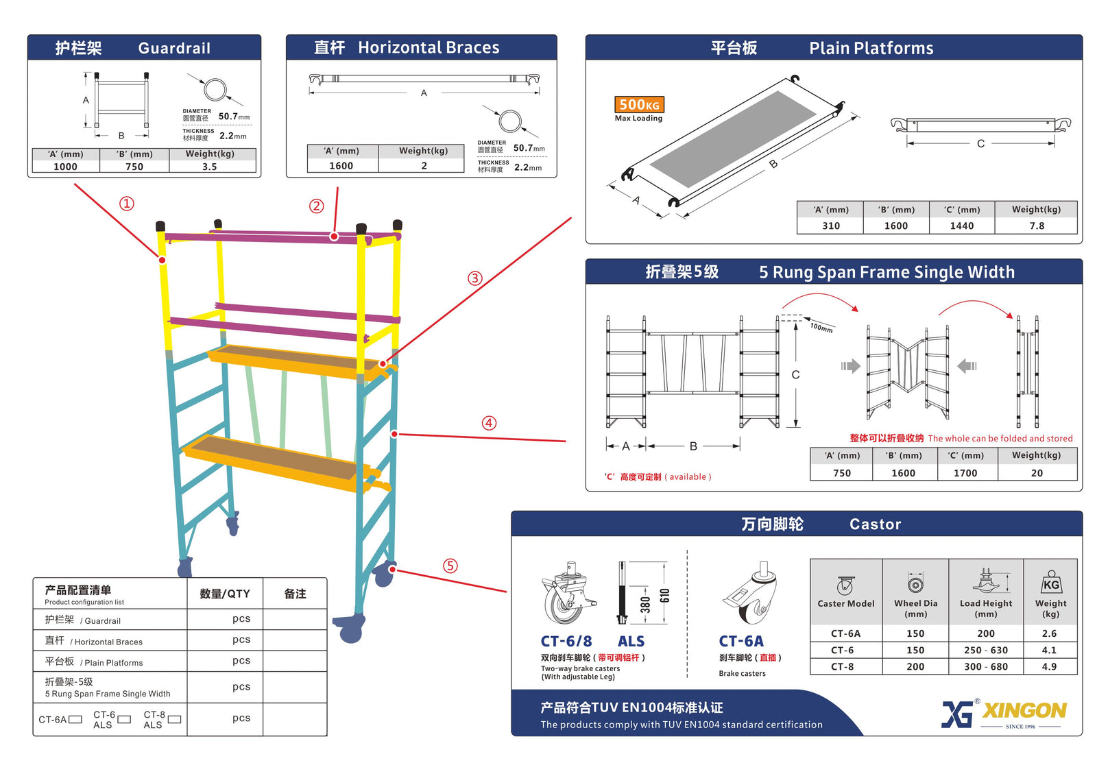 XG Aluminium Multi Purpose Foldable Mini Scaffolding Mobile Platform
