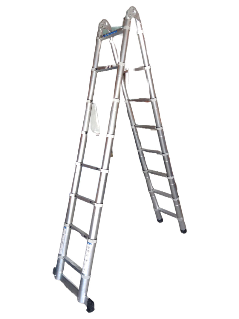 XG Double Side Telescopic Ladder | Height : 5m (8ft) | Model : XG-129 Telescopic Ladder XG Aluminium Hinges - L-XG129D50 