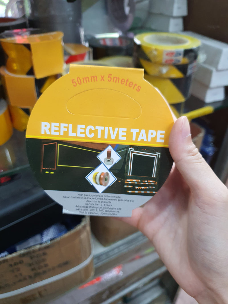 Yellow/Black Reflective Tape 2"x5m & 4"x10m| Model : TAPE-YB Reflective Tape Aiko 